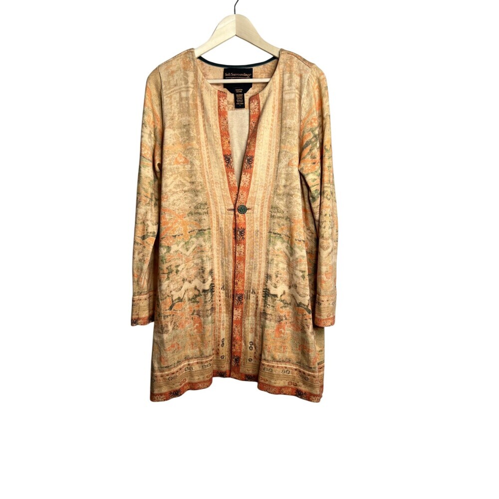 Soft Surroundings Label Noir Oushak Cotton Wool Cardigan Large Sweater - Picture 2 of 7